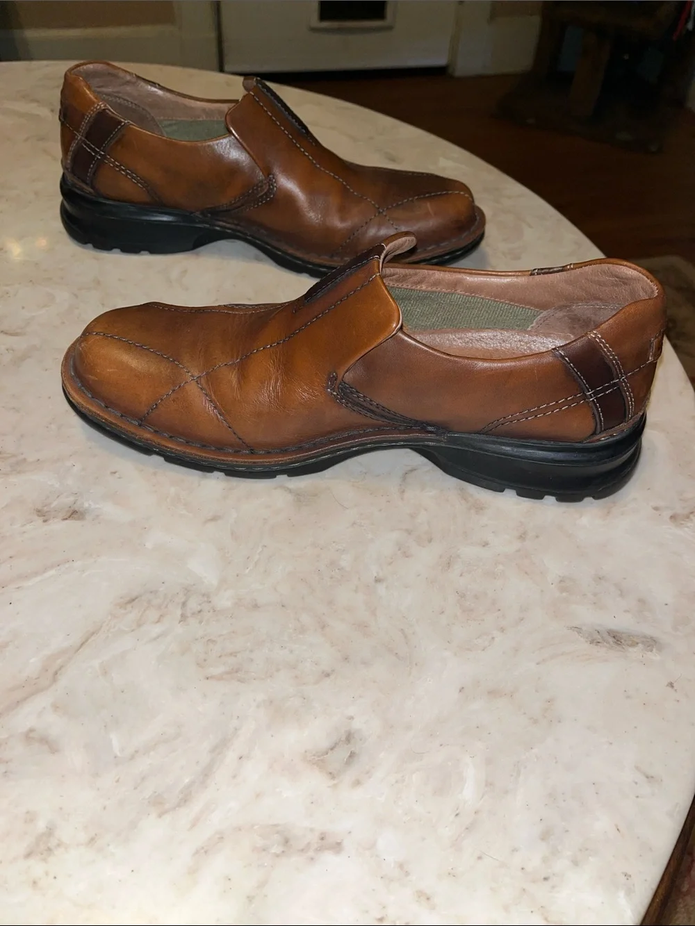 Clarks Men's Cognac Leather Slip-On Casual Loafers